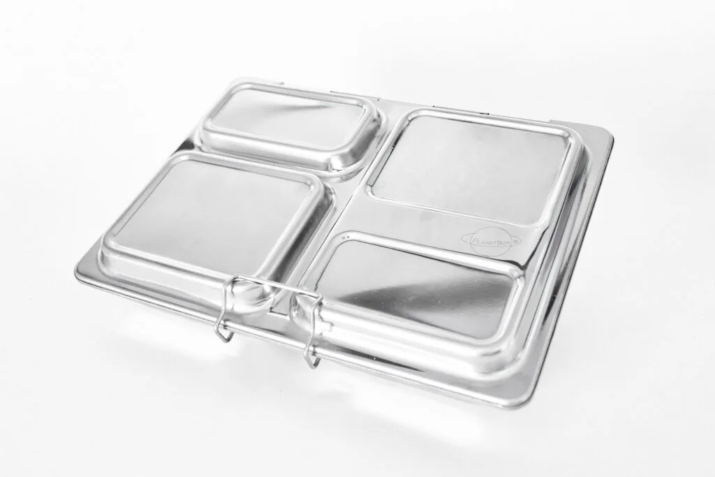 PlanetBox Shuttle Classic Stainless Steel Bento Lunch Box with 2 Compartments for Adults and Kids
