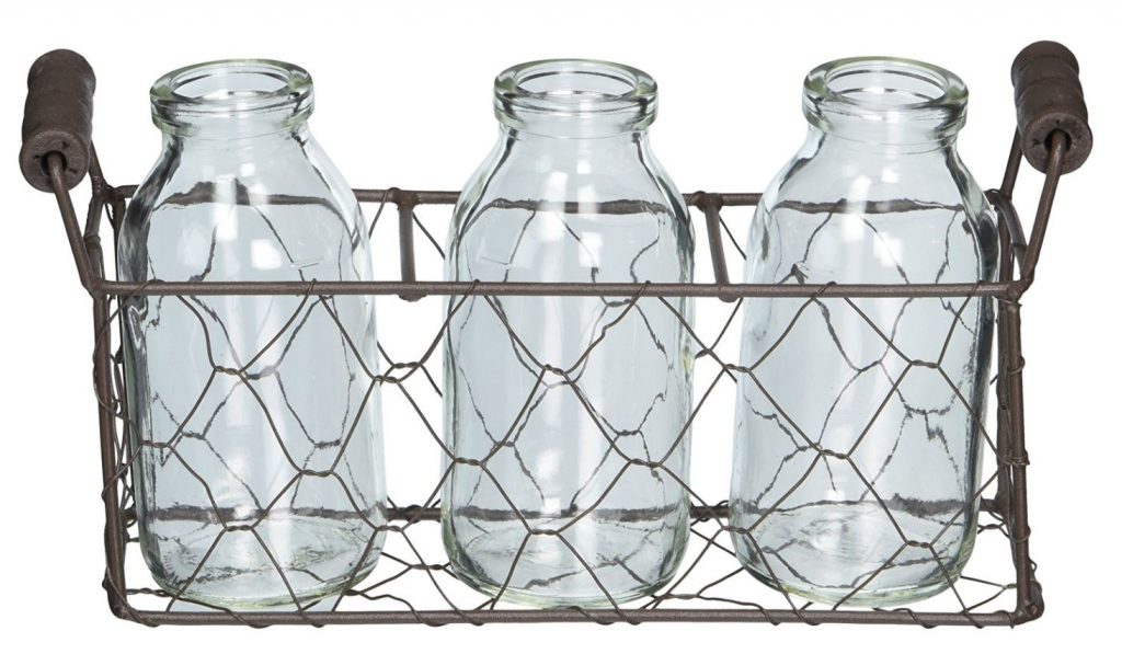 Farmhouse Glass Jars in a Wire Basket 1024x597